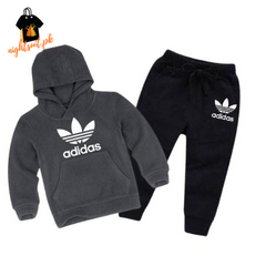 Grey Adidas Printed Kids Hoodie Set