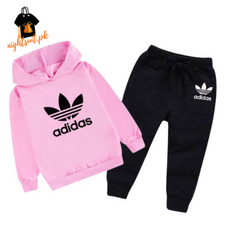 Pink Adidas Printed Kids Hoodie Set