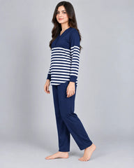 Cozy Stripe Lounge Set - Navy