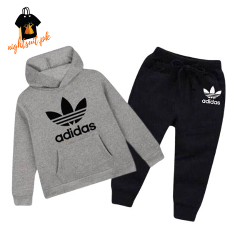 Hazzel Grey Adidas Printed Kids Hoodie Set