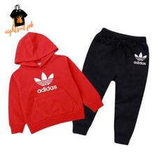 Red Adidas Printed Kids Hoodie Set