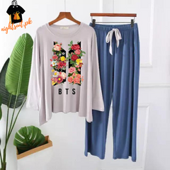 Yellow Flowered and BTS Printed Loungewear