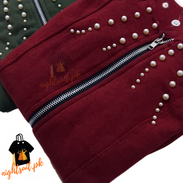 Maroon Pearl Zipper Jacket