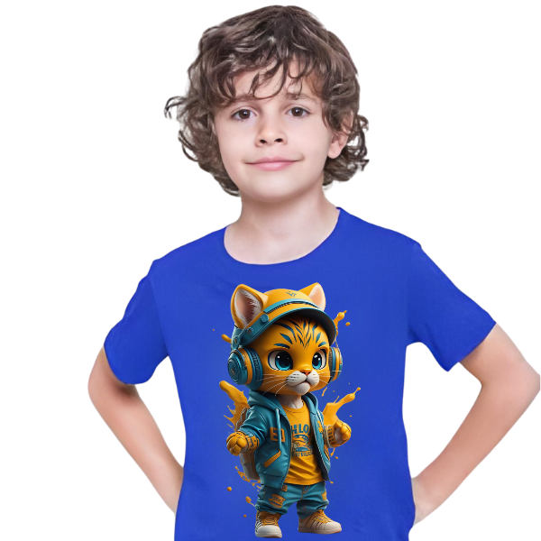 Cool Cat Printed T Shirt For Kids