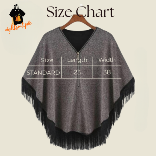 Grey Women Zipper Cape Poncho