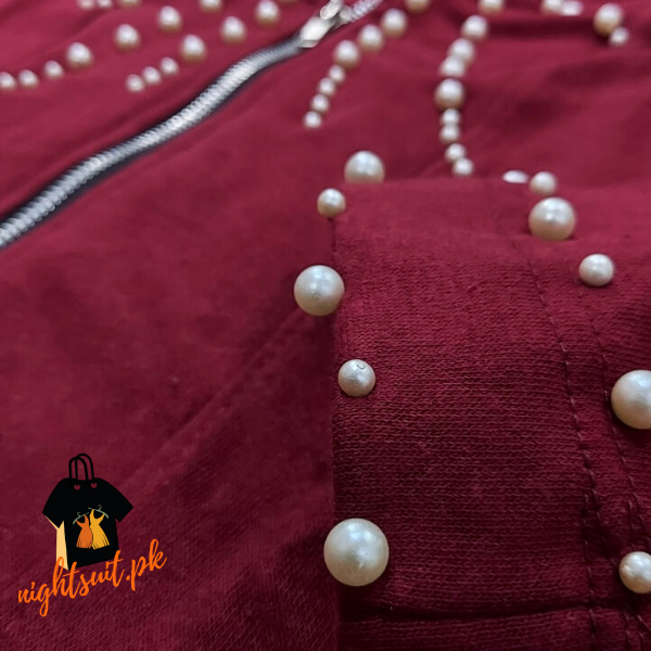 Maroon Pearl Zipper Jacket