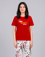 Crimson Geometric Print pajama Set