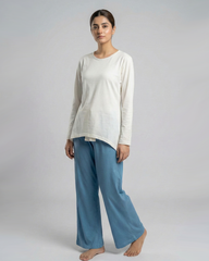 Women's Premium 2 Piece Lounge Set - White & Blue