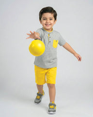 Yellow & Grey Kids Short Set