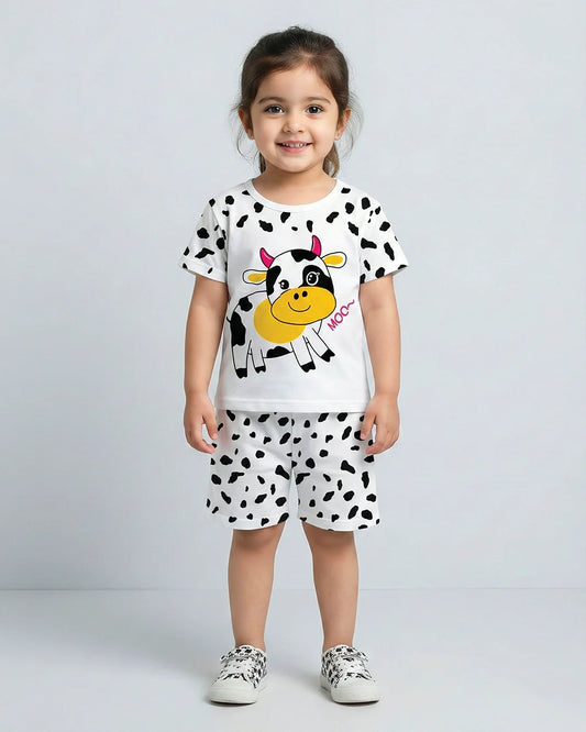 Cow Print Crew Neck Short Sleeve T-shirt