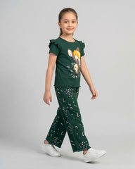 Dark Green Bambi Printed Kids Co-Ord Set