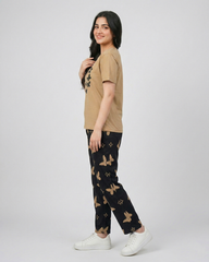 Brown Butterfly Pajama Set