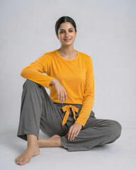 Women's Premium 2 Piece Lounge Set - Yellow & Grey