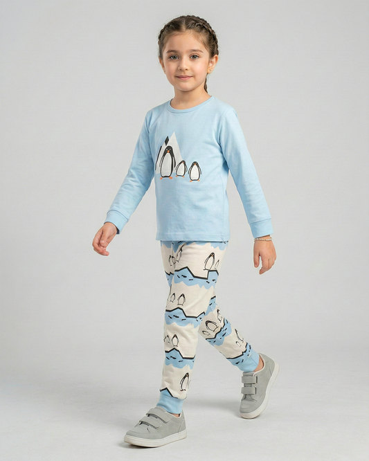 Polar Penguin Kids Night Suit – Sky Blue
