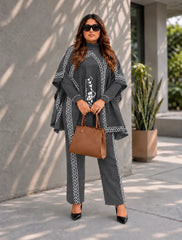 Winter 3 Piece Cape Shawl For Women | Grey