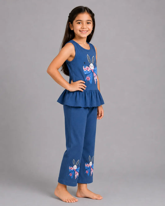 Bunny Bloom Sando Set - Navy Blue