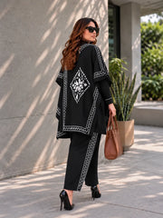 Winter 3 Piece Cape Shawl For Women | Black