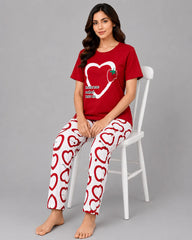 Heart & Berry Pajama Set - Red