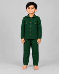 Mini Cargo Shirt Set - Green