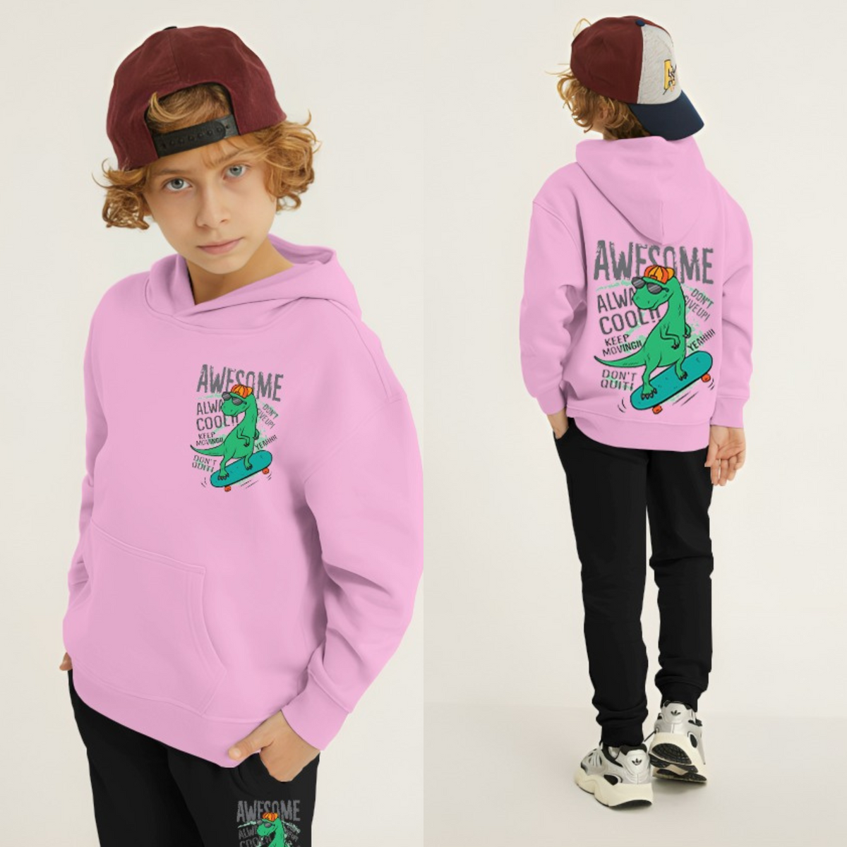 Kids Winter Hoodie Set | Awesome Dino Printed