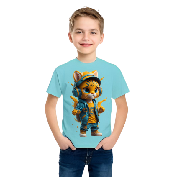 Cool Cat Printed T Shirt For Kids