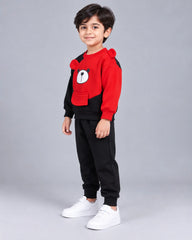 Kids Boss Winter Sweat Shirt Set - Red & Black