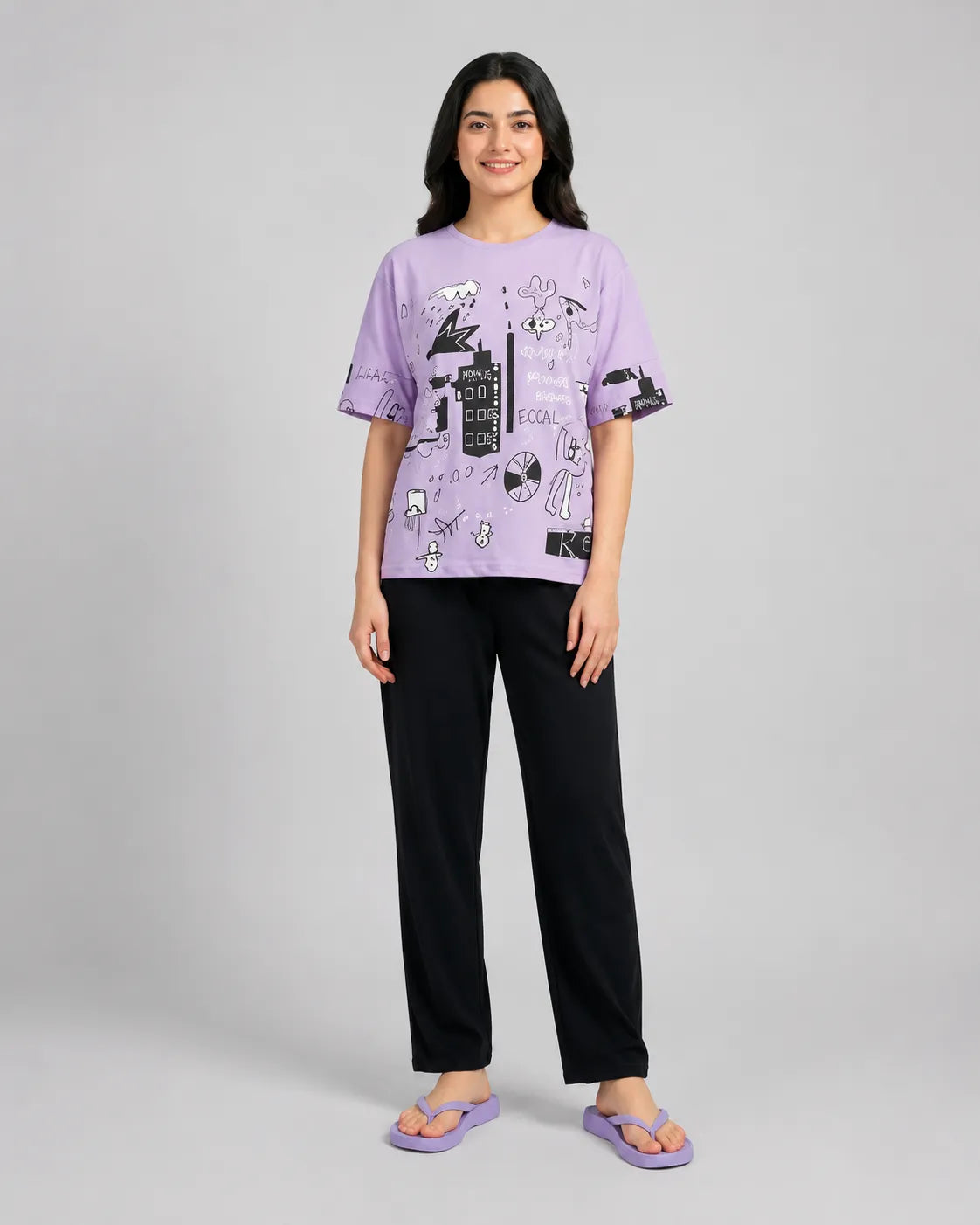 Funky Style T-Shirt & Trouser | Purple