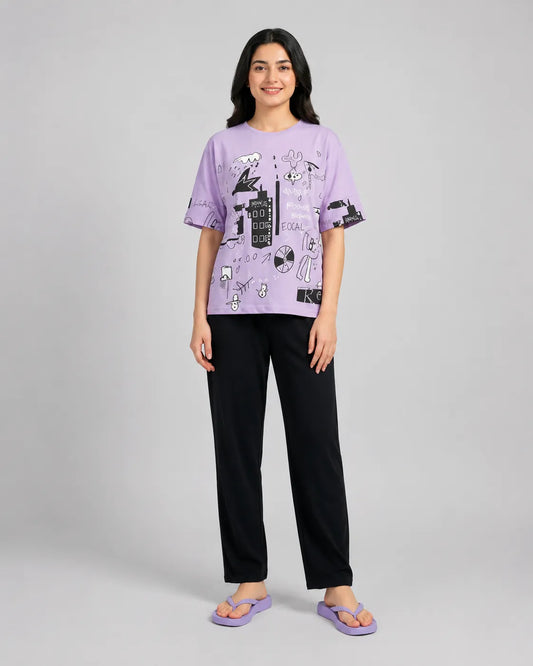 Funky Style T-Shirt & Trouser | Purple