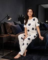 Blue Black Petal Pajama Set