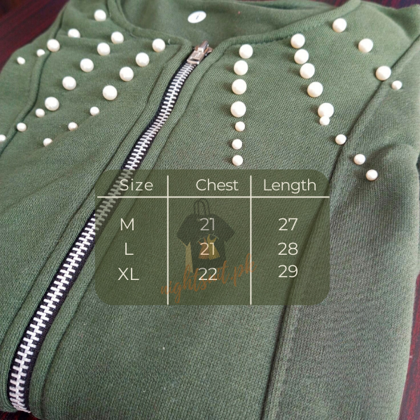 Green Pearl Zipper Jacket