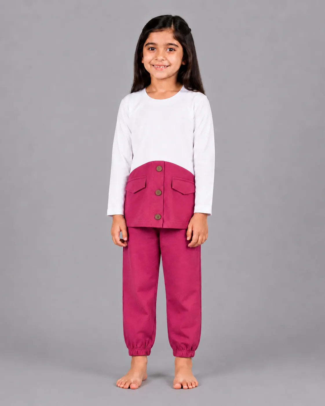 Little Luxe Pocket Pajama Set - Hot Pink