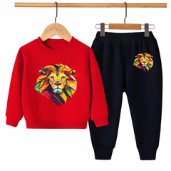 Kids Winter Sweat Shirt Set | Vibrant Lion Printed