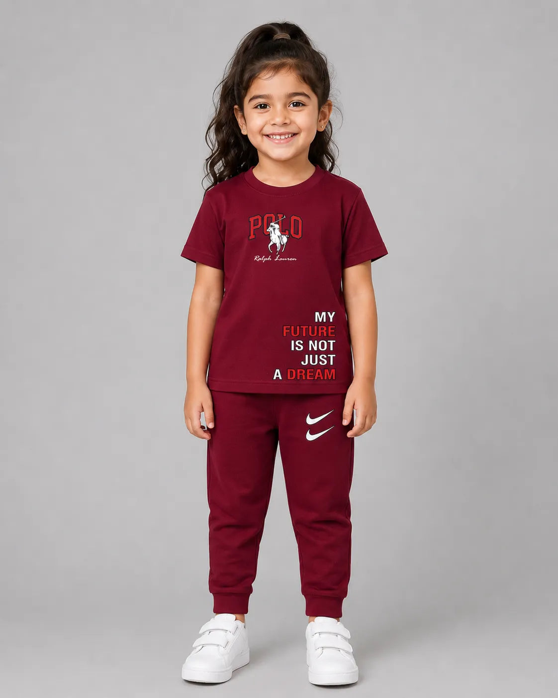Kids Matching Set | Polo - Maroon