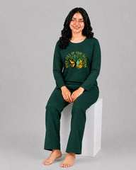Women Round-Neck Lounge Wear | Never Give Up - Sherwood Green