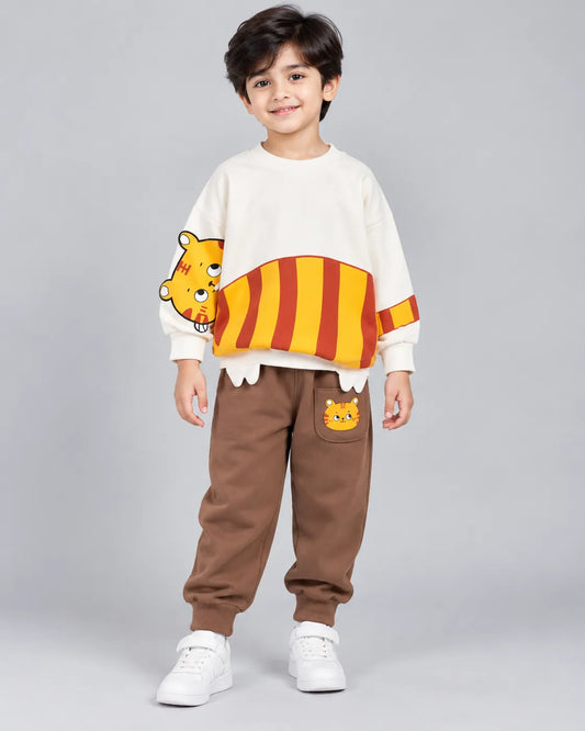 Meow Printed Kids Sweatshirt & Pant