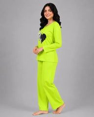 Women V-Neck Lounge Wear | Black Heart - Lemon Yellow