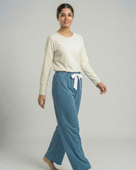Women's Premium 2 Piece Lounge Set - White & Blue