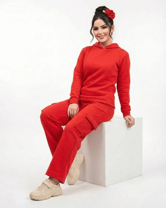 Women’s Red Winter Fleece Tracksuit