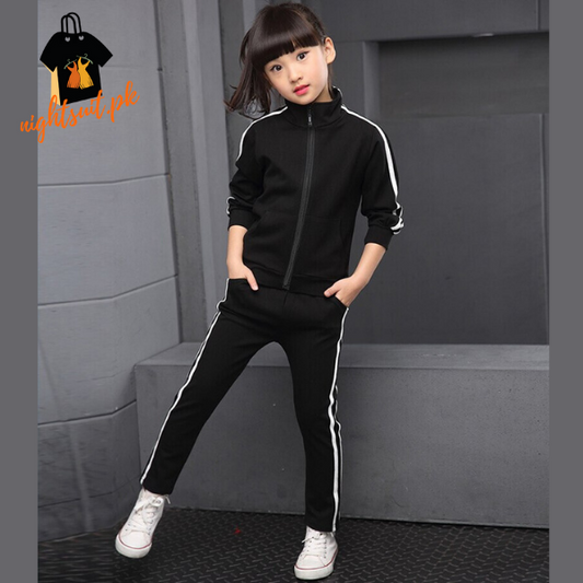 Black Stripe Kids Tracksuit