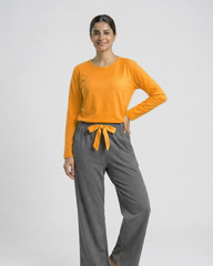 Women's Premium 2 Piece Lounge Set - Yellow & Grey