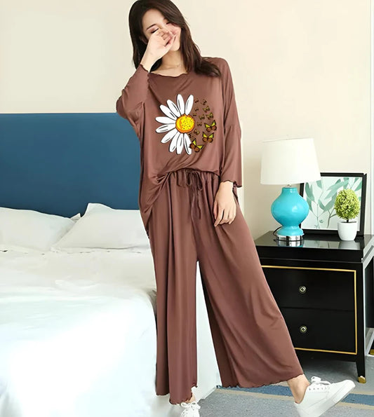 Black Daisy Loose Style Loungewear