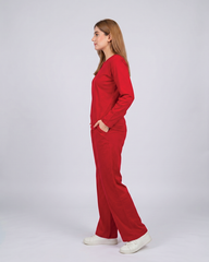Women Round Neck Lounge Wear - Red