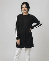 Black Western Stripe Long Sleeve Cardigan