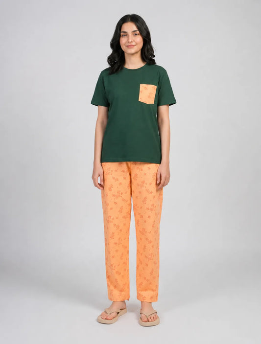 Palm Breeze Pajama Set – Dark Green