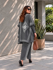 Winter 3 Piece Cape Shawl For Women | Grey