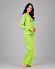 Women Round-Neck Lounge Wear | Multi Love - Lemon Yellow