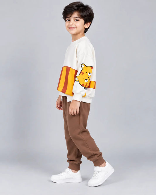 Meow Printed Kids Sweatshirt & Pant