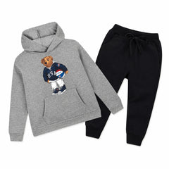 Kids Winter Hoodie Set | Football Bear Printed