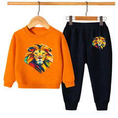 Kids Winter Sweat Shirt Set | Vibrant Lion Printed