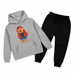 Kids Winter Hoodie Set | Cute Bear Printed